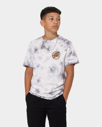 Santa Cruz Kids' Checked Out Flamed Dot Front T-Shirt Grey Tie Dye