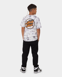 Santa Cruz Kids' Checked Out Flamed Dot Front T-Shirt Grey Tie Dye