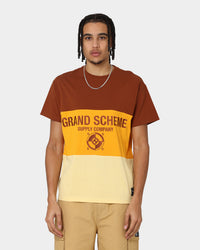 Grand Scheme Colour Block T-Shirt Brown/Yellow