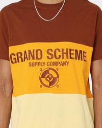 Grand Scheme Colour Block T-Shirt Brown/Yellow