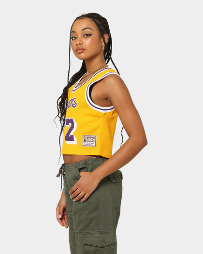 Mitchell & Ness Women's Los Angeles Lakers Earvin "Magic" Johnson #32 NBA Cropped Jersey Yellow/Purple