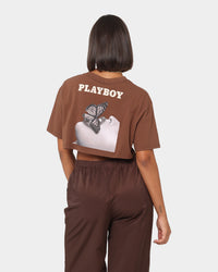 Playboy Women's Monotone Crop T-Shirt Brown