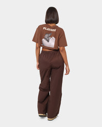 Playboy Women's Monotone Crop T-Shirt Brown