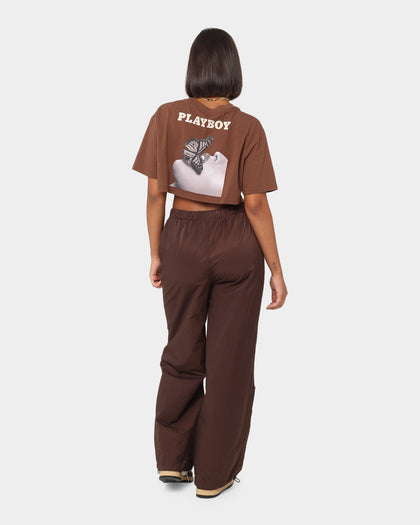 Playboy Women's Monotone Crop T-Shirt Brown