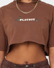 Playboy Women's Monotone Crop T-Shirt Brown