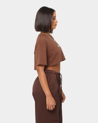 Playboy Women's Monotone Crop T-Shirt Brown