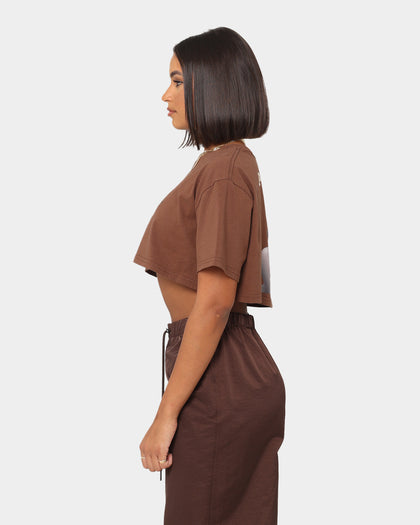 Playboy Women's Monotone Crop T-Shirt Brown