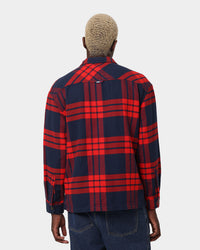 Tommy Jeans TJM Buffalo Check Zip Overshirt Deep Crimson