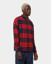 Tommy Jeans TJM Buffalo Check Zip Overshirt Deep Crimson