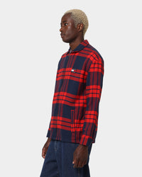 Tommy Jeans TJM Buffalo Check Zip Overshirt Deep Crimson