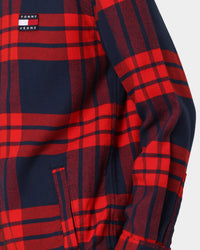 Tommy Jeans TJM Buffalo Check Zip Overshirt Deep Crimson