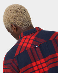 Tommy Jeans TJM Buffalo Check Zip Overshirt Deep Crimson