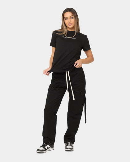 Calvin Klein Women's Shrunken Institutional T-Shirt Ck Black