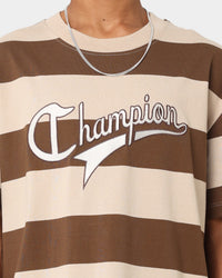 Champion Heritage Cursive Logo T-Shirt Stripe 7v1