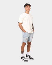 ENES Gunner Skinny Ripped Short Light Blue