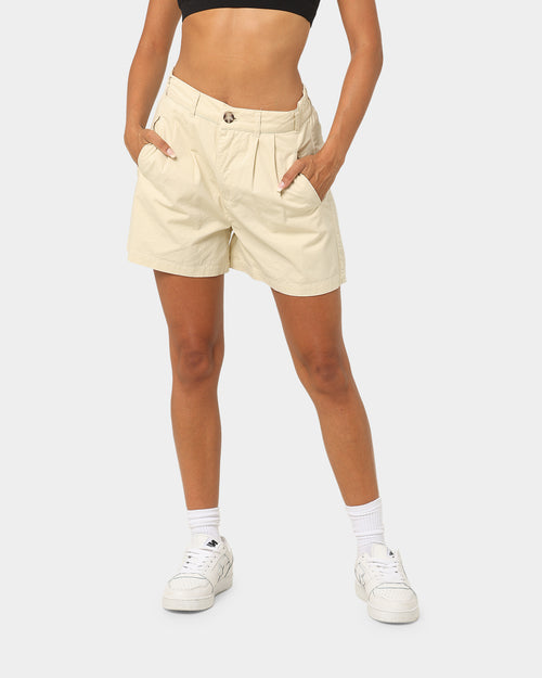Stussy Women's Brentwood Pleated Shorts Cream