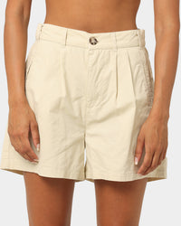 Stussy Women's Brentwood Pleated Shorts Cream