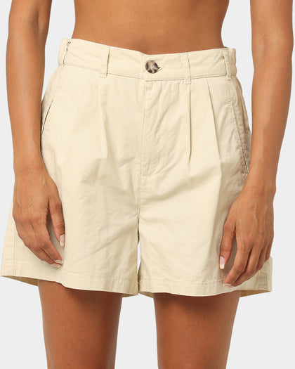 Stussy Women's Brentwood Pleated Shorts Cream