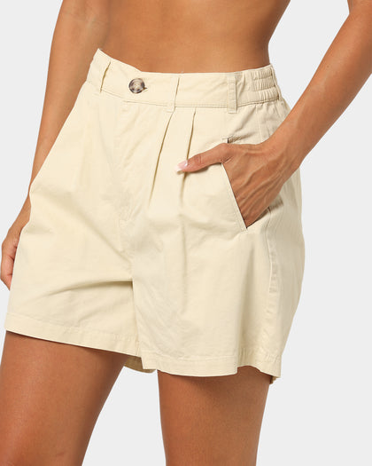 Stussy Women's Brentwood Pleated Shorts Cream
