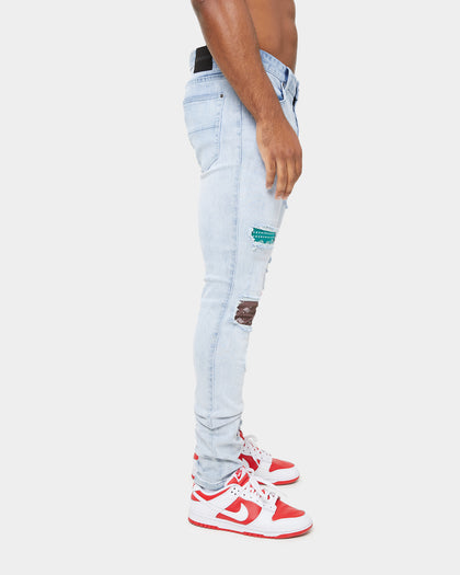 Carre BU Rugueux Distressed Jeans Light Blue