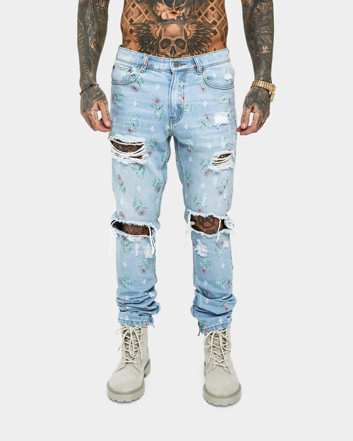 Saint Morta Lover Distressed Jeans Superwash Blue