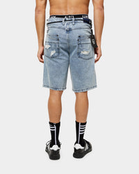 The Anti Order Post War Denim Shorts Stone Wash Blue