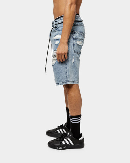 The Anti Order Post War Denim Shorts Stone Wash Blue