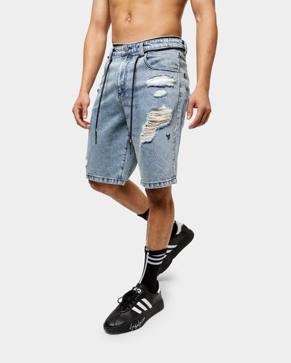 The Anti Order Post War Denim Shorts Stone Wash Blue