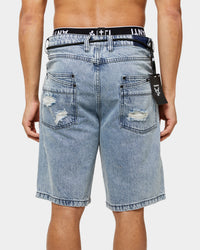 The Anti Order Post War Denim Shorts Stone Wash Blue