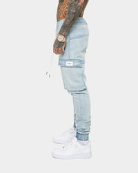 Saint Morta Annex Denim Cargo Joggers Light Blue