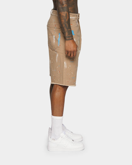 XXIII Cent Splatter Effect Shorts Beige