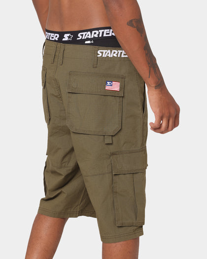 Starter Rugged Terrain Cargo Shorts Khaki Green