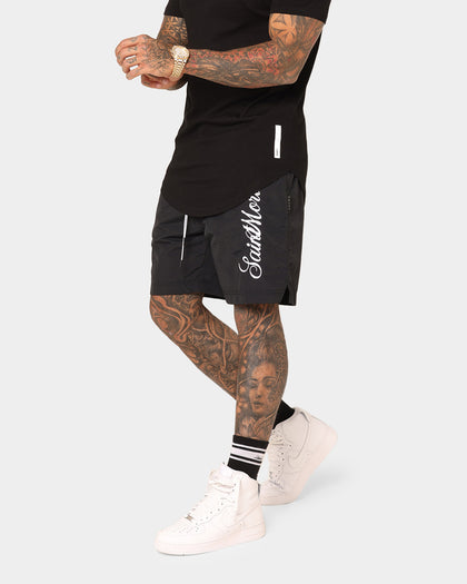 Saint Morta Scripted Beach Shorts Black