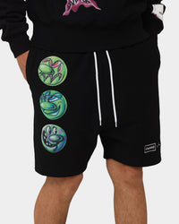 Carré X Kenny Scharf Multi Face Sweat Shorts Black