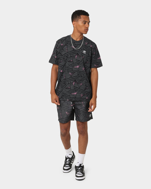Adidas Trefoil All Over Print Swim Shorts Black/Grey Sox