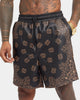 XXIII Paisley Printed Pleather Shorts Paisley Black