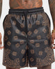 XXIII Paisley Printed Pleather Shorts Paisley Black
