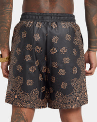 XXIII Paisley Printed Pleather Shorts Paisley Black
