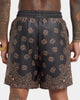 XXIII Paisley Printed Pleather Shorts Paisley Black