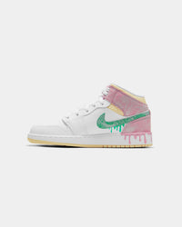 Jordan Kid's Air Jordan 1 Mid SE "Ice Cream Drip" (GS) White/Green Glow/Arctic Punch