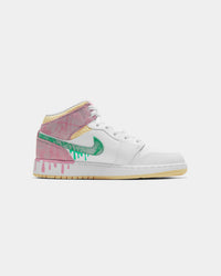 Jordan Kid's Air Jordan 1 Mid SE "Ice Cream Drip" (GS) White/Green Glow/Arctic Punch
