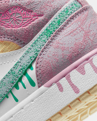 Jordan Kid's Air Jordan 1 Mid SE "Ice Cream Drip" (GS) White/Green Glow/Arctic Punch
