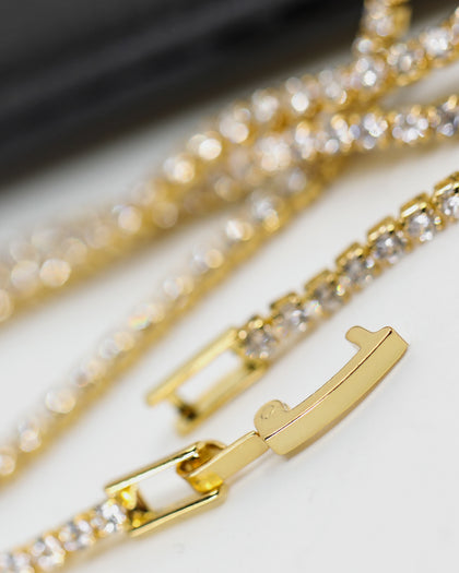 Saint Morta Micro 24" Tennis Necklace Gold Plated