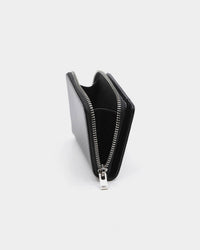 PYRA Men's Leather Zip Wallet Black Leather