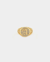 Saint Morta Letter Championship Ring Iced Gold