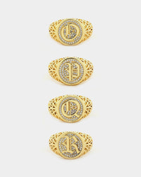 Saint Morta Letter Championship Ring Iced Gold