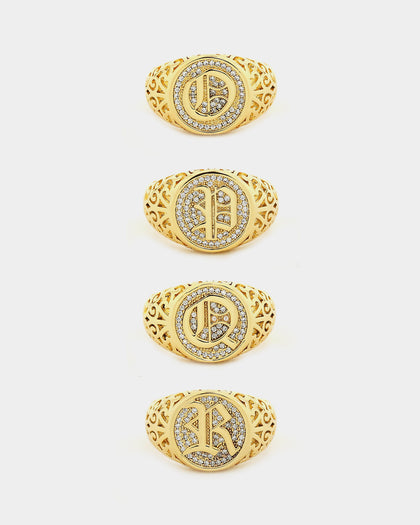 Saint Morta Letter Championship Ring Iced Gold