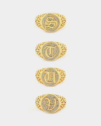Saint Morta Letter Championship Ring Iced Gold