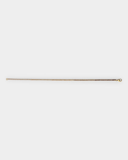 Saint Morta Micro Coloured Tennis Bracelet Gold/Brown