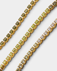 Saint Morta Micro Coloured Tennis Bracelet Gold/Green